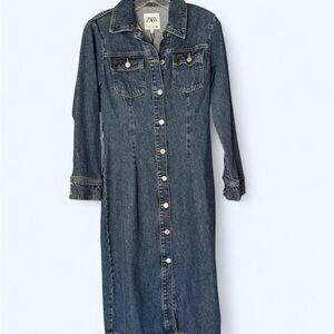 ZARA Denim Button-Down midi Shirt Dress 👖💙
